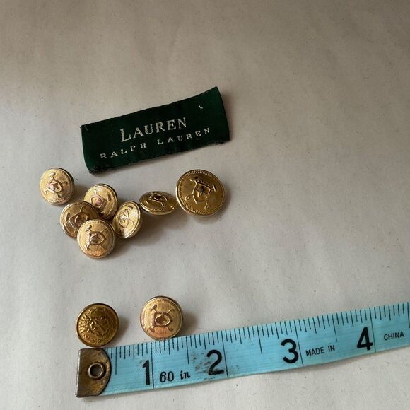 Ralph Lauren Crest Blazer Buttons  Vtg. Gold Tone 1 marked Waterbury Replacement - Picture 4 of 6